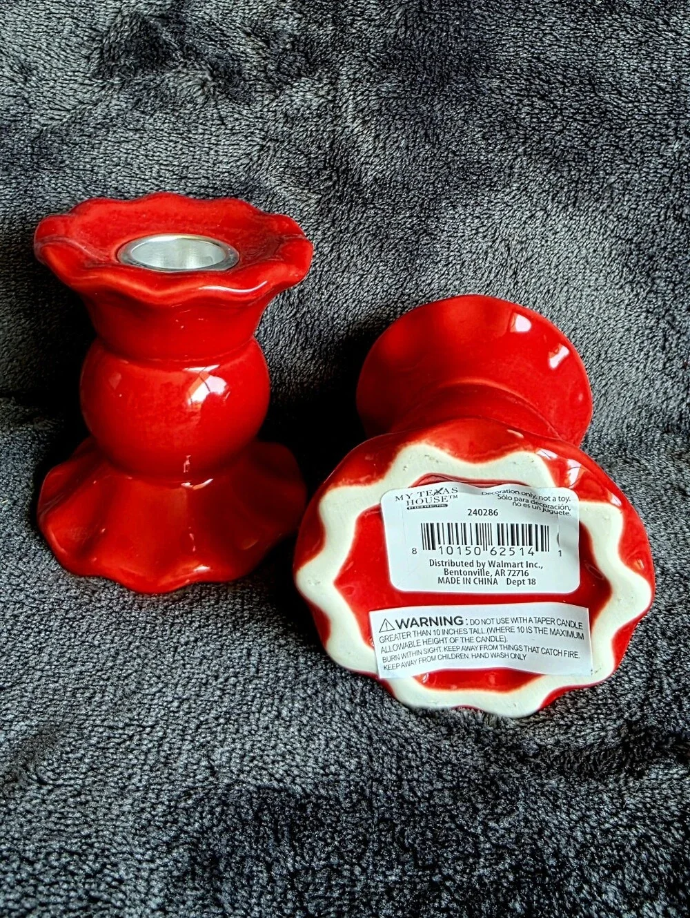 Bundle of 2 new red Taper Candle Holder 3.25